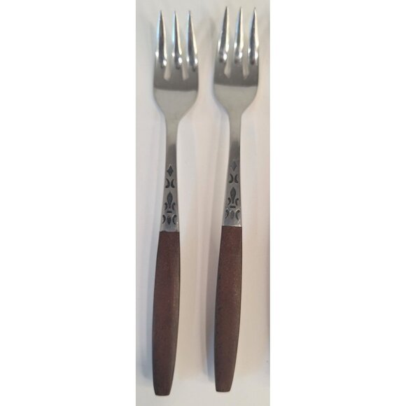 Dior Muffin by Grand Prix Seafood Forks Faux Wood Lot Of Four - Picture 2 of 15